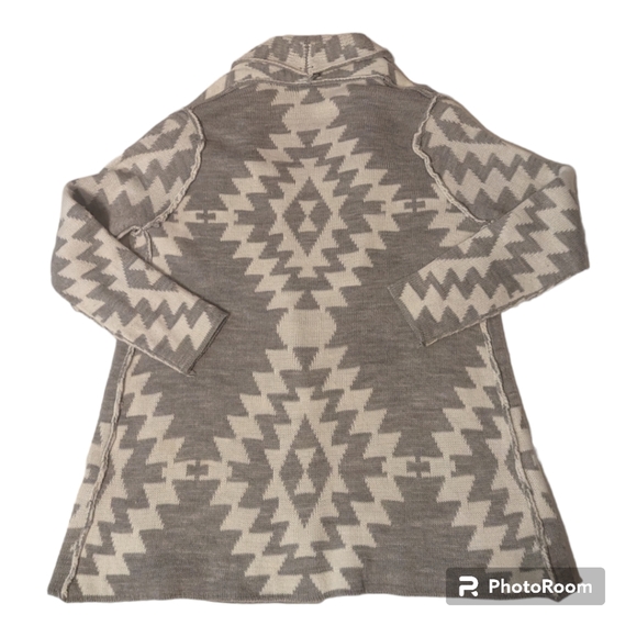 Torrid Lovesick Gray White Southwestern Open Front Cardigan Sweater. Women's 0* - Picture 2 of 6